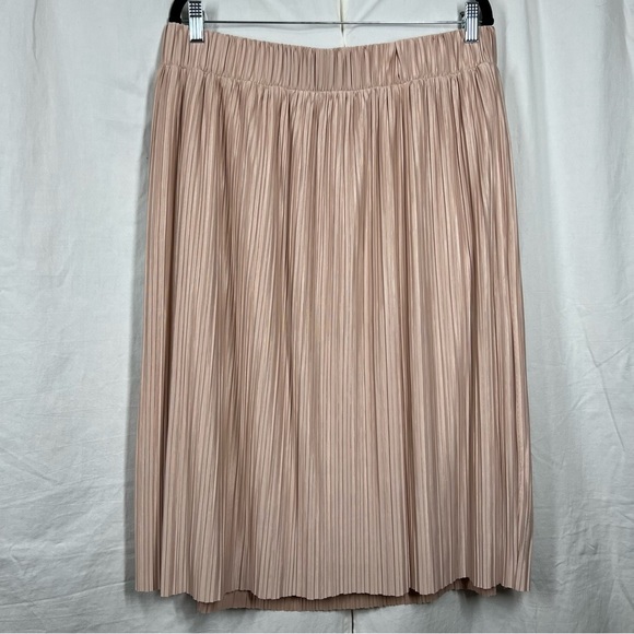 Jupe Mi-longue Plissée ZARA Rose Saumon Brillant - Taille XS, Tissu à Plis Accordéon, Occasion Très Bon état